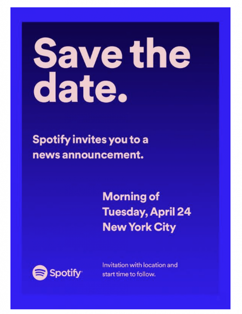 Spotify Invitatie 24 aprilie - sursa: CNet.com